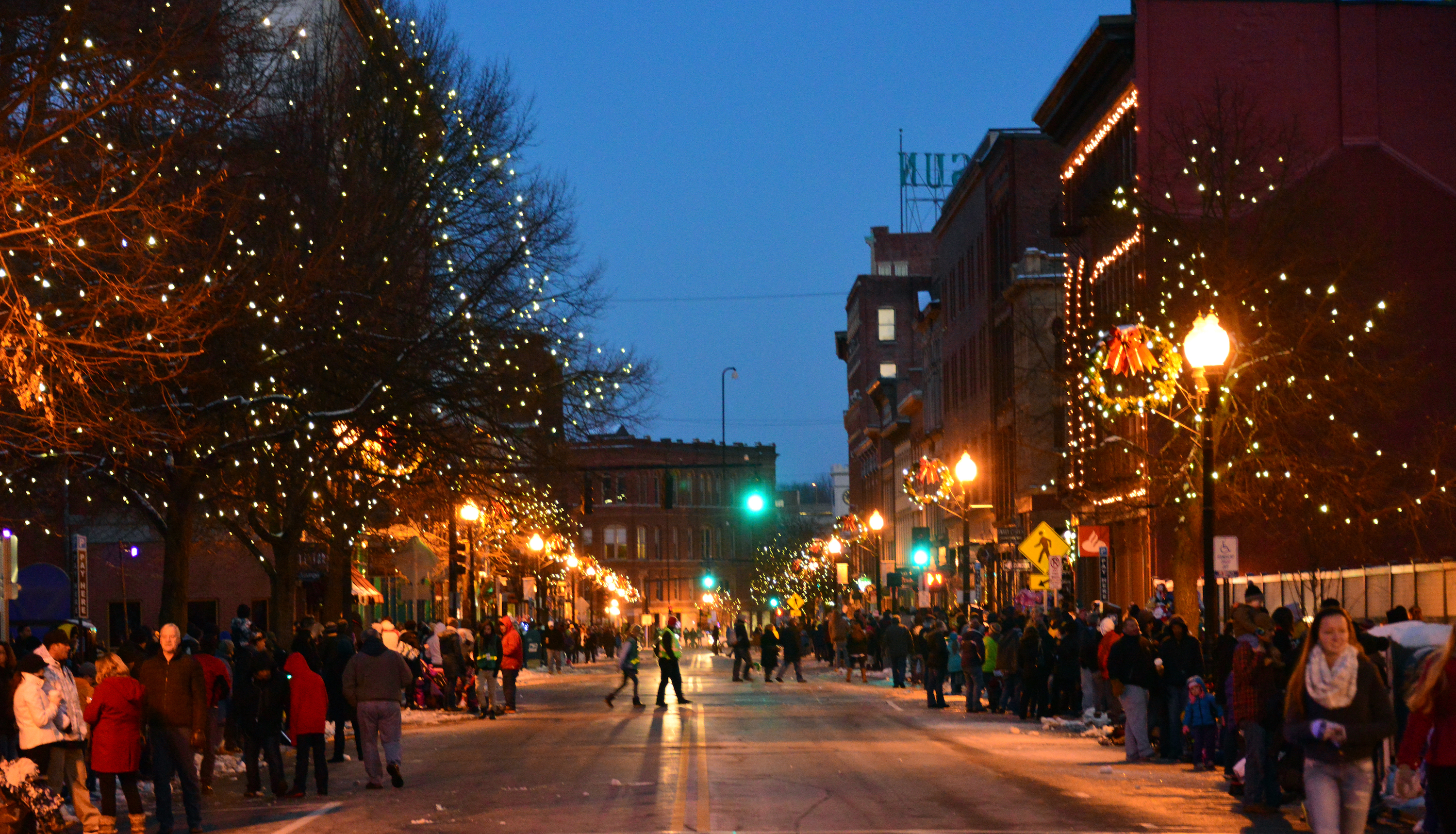  />City of Lights Parade in downtown Lowell, MA. (Image: MA Office of Travel via <a style=