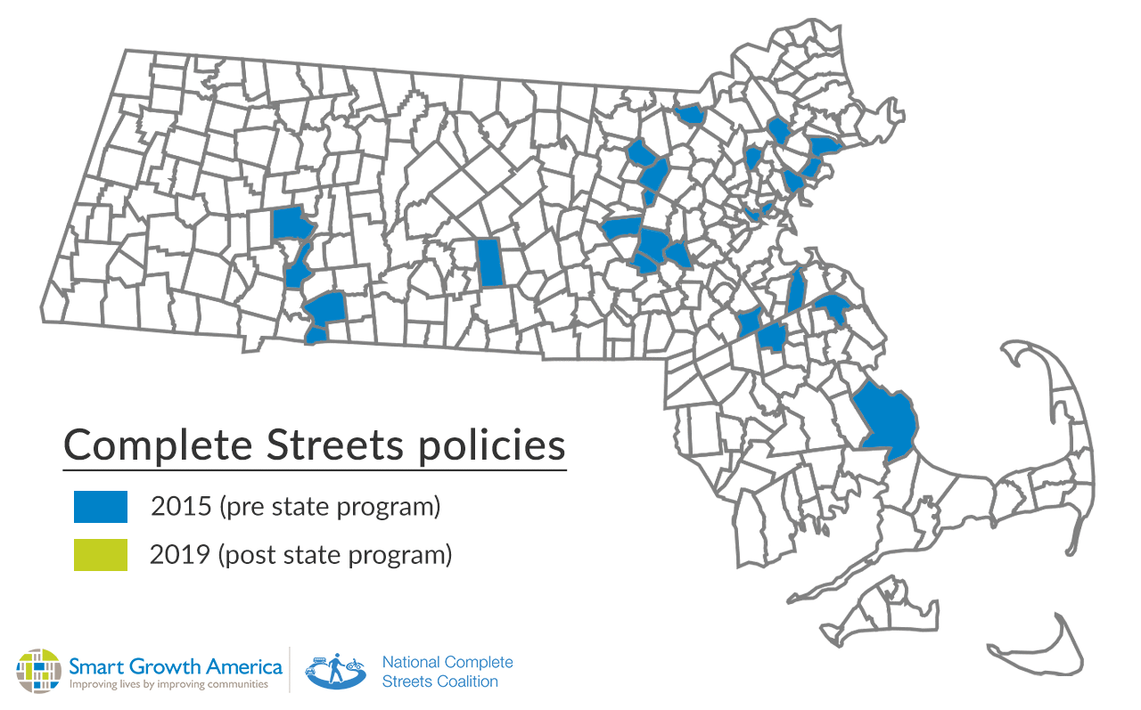  /></a></p>
<p>The federal Complete Streets Act has the same structure as Massachusetts' successful law and does three basic things:</p>
<ul>
<li>Sets aside federal funds to support Complete Streets projects (five percent of annual federal highway funds).</li>
<li>Requires localities to adopt a Complete Streets policy that meets a minimum set of standards to access funding.</li>
<li>Requires states to create a program to provide technical assistance and award funding for communities to build Complete Streets projects.</li>
</ul>
<p>States are often called the 