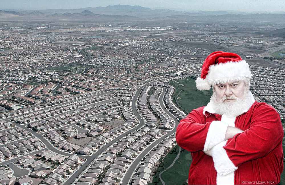  /><br />
This is Santa. We need to talk. I just can’t stay silent anymore: Sprawl in America is really killing me and my Christmas Eve productivity.</p>
<p style=