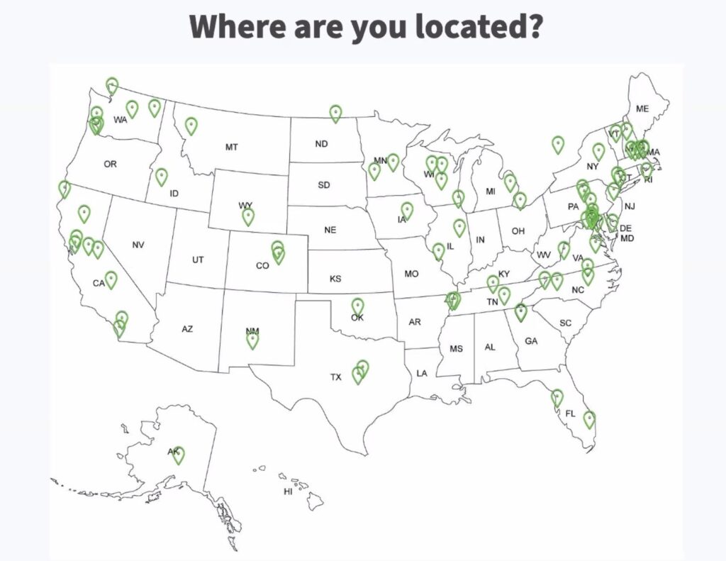 A map of the United States is shown under the title 