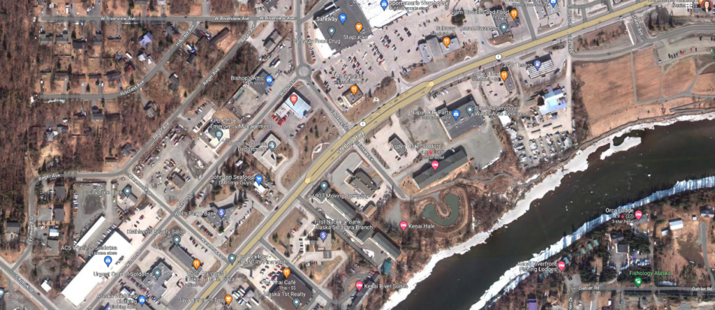 Sterling Highway, a 138-mile state-owned throughway that cuts across the Kenai Peninsula of Alaska