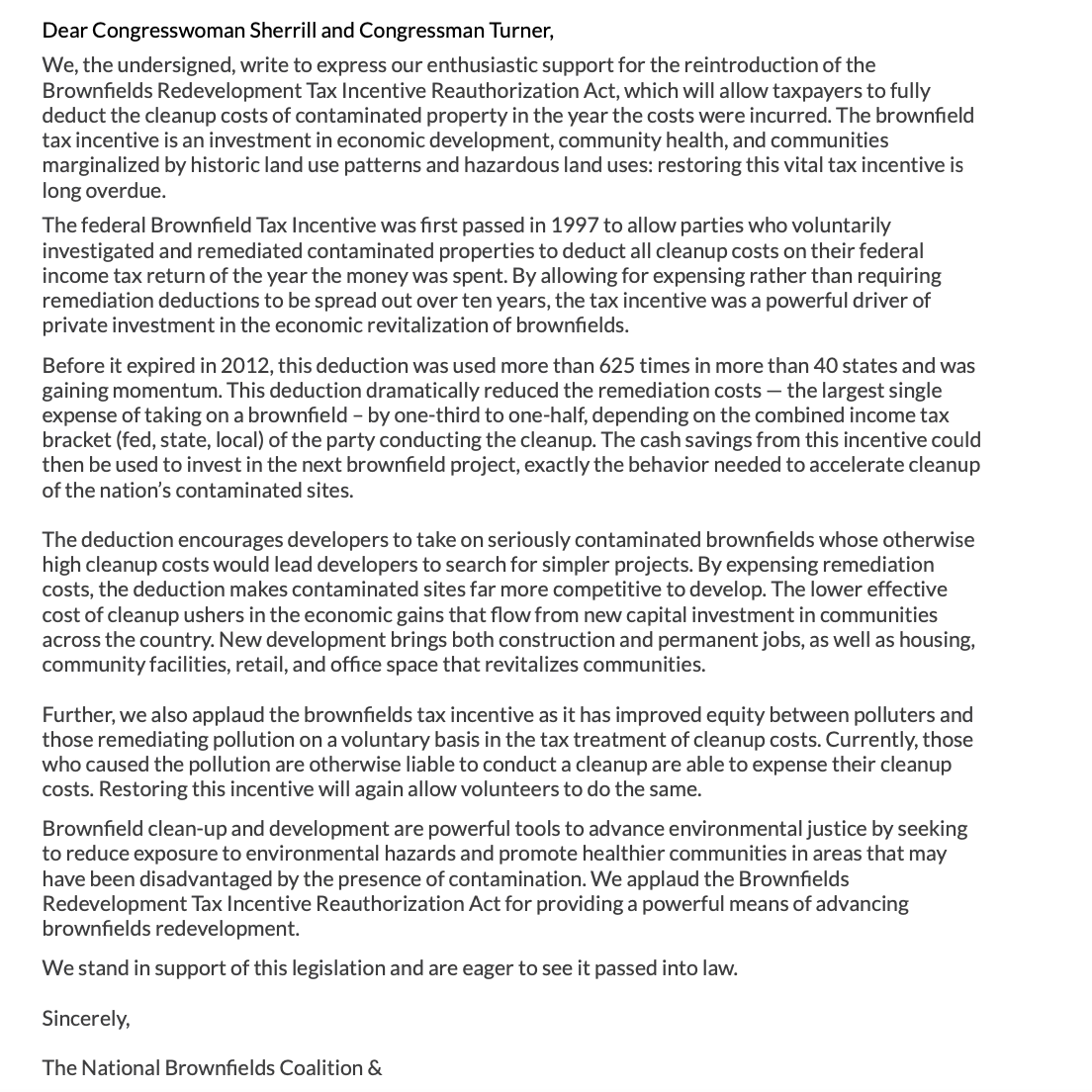 An photo that shows some of the language in the sign-on letter.