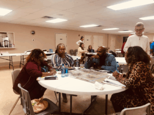 Community members discuss different options for improving the South 2nd Street corridor.
